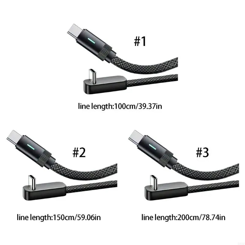 Flexible Angled Type C to Type C Cable Builting in Light for Easy Night Use 896C